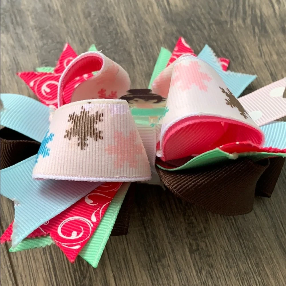 Snowflake ballerina hair bow pink blue Winter Ballerina